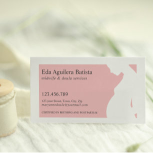 Cartão De Visita Rosa   Parteira Doula Pregnant Woman SILHOUETTE