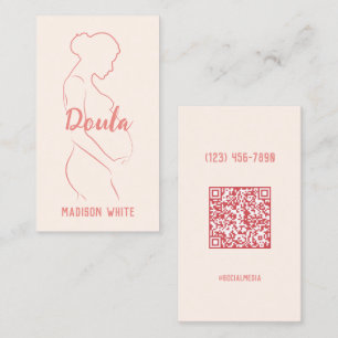 Cartão de Visita Rosa Pastel Doula QR