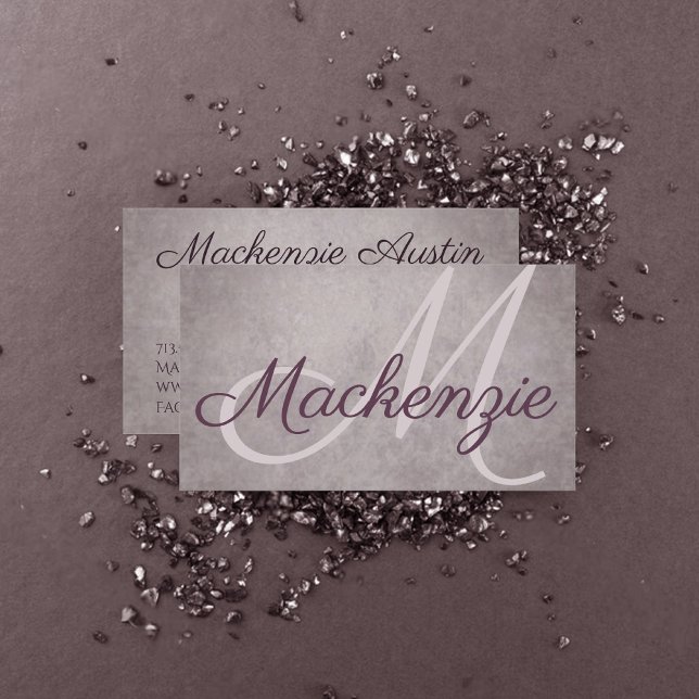 Cartão De Visita Rosa Quartz Matte | Monograma Rosa Dusty (Criador carregado)