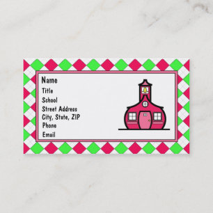 Cartão De Visita Rosa quente e verde limão Argyle