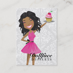 Cartão De Visita Rosa quente Ebonie de 311 sobremesas de Dollface