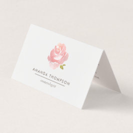 Cartão De Visita Rosa Rosa Pálida Aquarela Chic