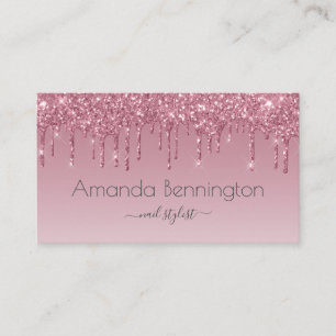 Cartão De Visita Rosa rosa rosa Dourada Faux Glitter com Logotipo