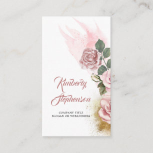 Cartão De Visita Rosa Rosa Rosa Rosa Dusta e Dourada Glitter Elegan