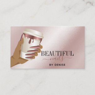 Cartão De Visita rosa salão-unhas-unhas-salão-mão-mulher unhas-técn