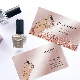 Cartão De Visita rosa salão-unhas-unhas-unhas-unhas-mão-mulher-mão-