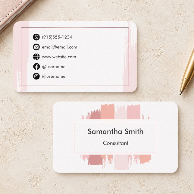 Cartão De Visita Rosa Simples Moderno (Pink Simple Modern Business Card)