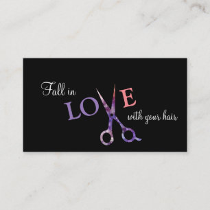 Cartão De Visita rosa simples moderno do preto do cabeleireiro do