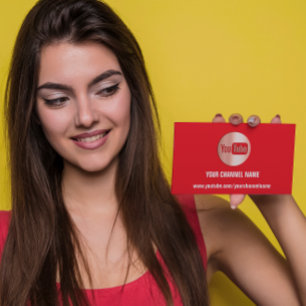 CARTÃO DE VISITA ROSA VERMELHA DO CÓDIGO QR DO LOGOTIPO DO CANAL Y