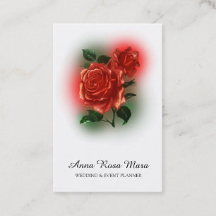 Cartão De Visita *~* Rosa vermelha Floral Código QR do Planejador