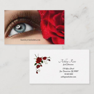 Cartão De Visita Rosa vermelha Técnica de Extensões Eyelash