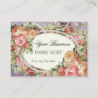 Cartão De Visita Rosas Antigos Vintage Buquê Floral Suportes Modern