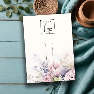 Cartão De Visita Rosas Blush Logotipo Floral Hairpin Jeweler Displa
