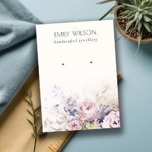 Cartão De Visita Rosas Chic Blush Aquarela Vídeo Floral de Cor de Á