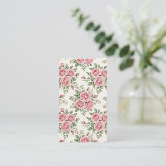Cartão De Visita Rosas Cor-de-Rosa em Aquarela Vintage Padrão Flora