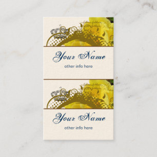 Cartão De Visita Rosas, coroa, redemoinhos & Tag das borboletas