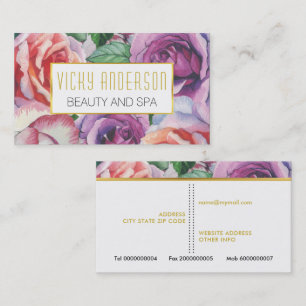 Cartão De Visita rosas de aquarela