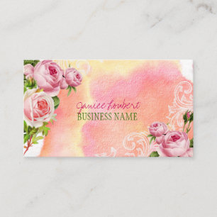 Cartão De Visita Rosas de vinheta PixDezines/aquarela