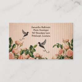 Cartão De Visita Rosas do vintage & colibri artístico