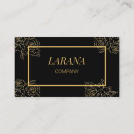 Cartão De Visita Rosas Douradas Elegantes Luxo Profissional Preto
