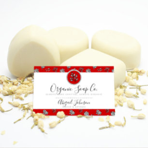 Cartão De Visita Rosas e artesão desenhados mão vermelhos e branc