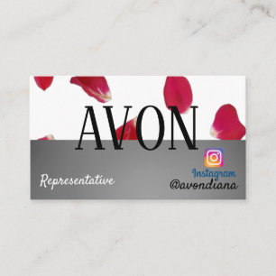 Cartão De Visita rosas estéticos de prata do logotipo Avon Instagr