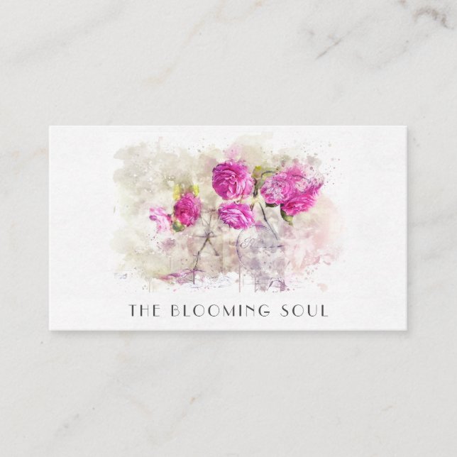 Cartão De Visita *~* Rosas Florais Clássicos QR FOTO AR26 Barrament (Frente)