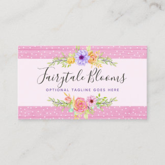 Cartão De Visita Rosas Florais Whimsical & Rapariga De Madeira Rosa