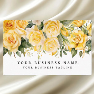 Cartão De Visita Rosas Flores Florais Elegantes Amarelas