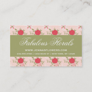 Cartão De Visita Rosas Retro Florais Elegantes