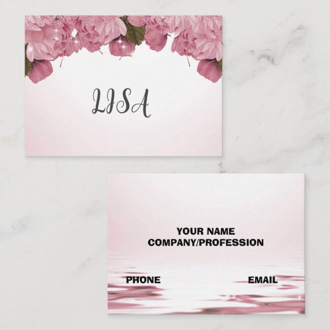 Cartão De Visita rosas rosa-chic (Frente/Verso)