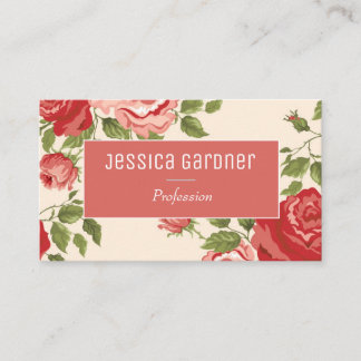 Cartão De Visita Rosas Rosa Chique Feminina Elegante