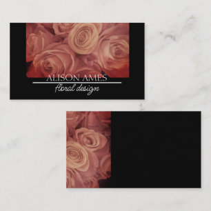 Cartão De Visita rosas rosa elegantes design floral a preto