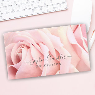 Cartão De Visita Rosas rosa pálidas, Texto de Cinza Escura, Clássic