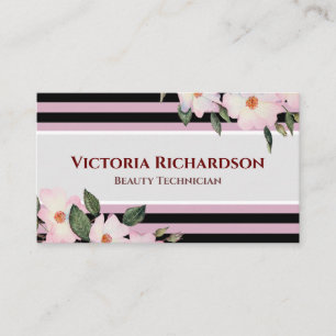 Cartão De Visita Rosas Rosa-Vidro Ballerina Floral Stripes