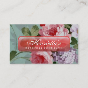 Cartão De Visita Rosas rosas vermelha elegantes do vintage