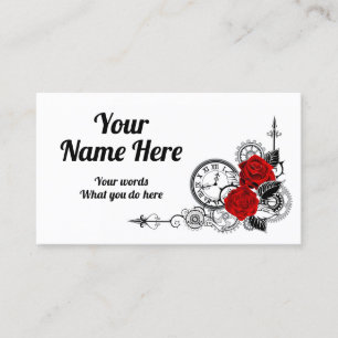 Cartão De Visita Rosas vermelhas Elegante Classy Steampunk