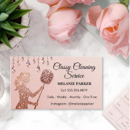 Cartão De Visita Rose Gold Glitter Classy Cleaning Services