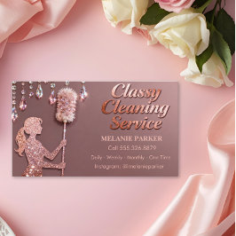 Cartão De Visita Rose Gold Glitter Classy Cleaning Services