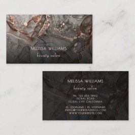 Cartão De Visita Rose Gold Gray Ink Marble