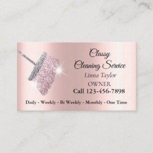 Cartão de Visita Rose Silver Pink Serviço de Limpe