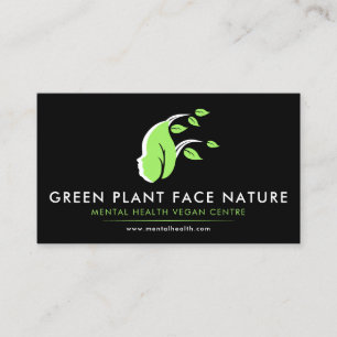 Cartão De Visita Rosto de Planta Nature Vegan preto