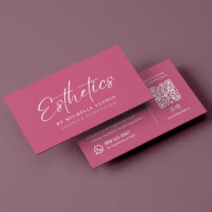 Cartão De Visita Roteiro de Estética Rosa Elegante Esteticista Lice