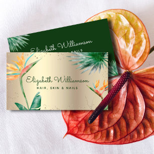 Cartão De Visita Roteiro Floral Tropical Gold Foil Hair Beaut Salon