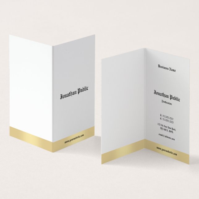 Cartão De Visita Roteiro inglês velho branco Dourado elegante da (Interior e exterior)