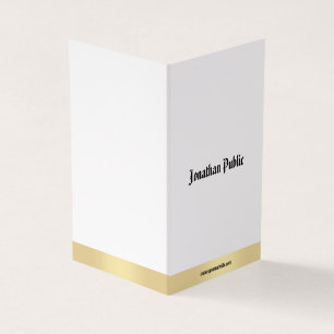 Cartão De Visita Roteiro minimalista branco Dourado elegante da