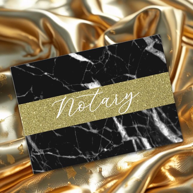 Cartão De Visita Roteiro notário elegante dourado mármore preto (Luxury design template for Notary business card )