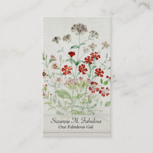 Cartão De Visita Roteiro pintado do vintage do buquê da flor da