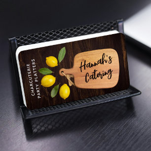 Cartão De Visita Roteiro Rustic Wood Cutting Conselho Citrus Cozinh