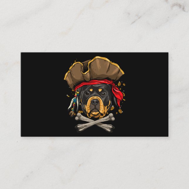 Cartão De Visita Rottweiler Cão Pirata Jolly Roger Flag Crossbones (Frente)